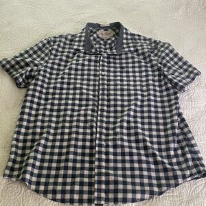 Original Penguin Men's XL Heritage Slim Fit‎ Plaid Short Sleeve Shirt Blue